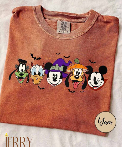 Retro Spooky Mouse and Friends Comfort Colors® Shirt, Mickey Boo Halloween Shirt, Pumpkin Mickey, Disney Halloween Spooky Shirt