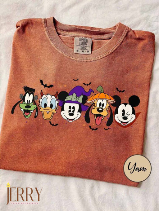 Retro Spooky Mouse and Friends Comfort Colors® Shirt, Mickey Boo Halloween Shirt, Pumpkin Mickey, Disney Halloween Spooky Shirt
