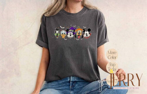 Retro Spooky Mouse and Friends Comfort Colors® Shirt, Mickey Boo Halloween Shirt, Pumpkin Mickey, Disney Halloween Spooky Shirt