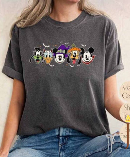 Retro Spooky Mouse and Friends Comfort Colors® Shirt, Mickey Boo Halloween Shirt, Pumpkin Mickey, Disney Halloween Spooky Shirt