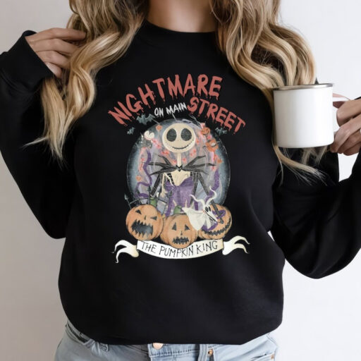 Retro The Nightmare Before Halloween Pumpkin Shirt, Retro Nightmare On Main Street Sweater, Jack Skellington Shirt, Halloween Pumpkin Shirt