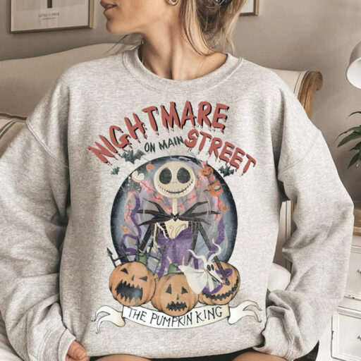 Retro The Nightmare Before Halloween Pumpkin Shirt, Retro Nightmare On Main Street Sweater, Jack Skellington Shirt, Halloween Pumpkin Shirt