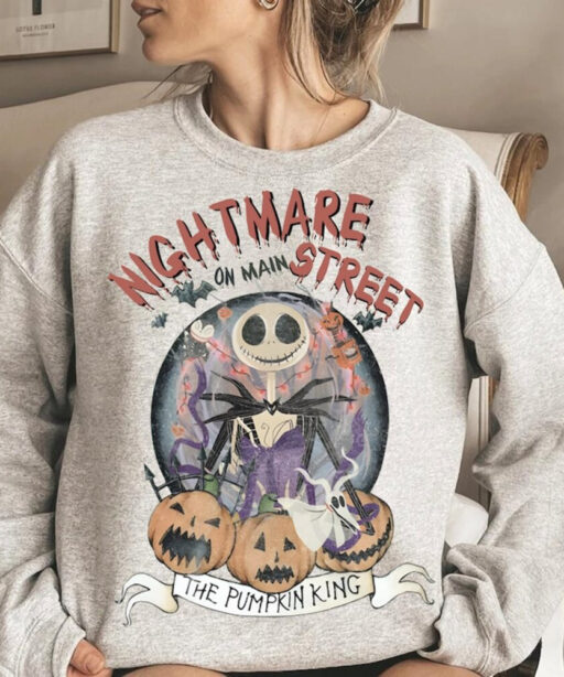 Retro The Nightmare Before Halloween Pumpkin Shirt, Retro Nightmare On Main Street Sweater, Jack Skellington Shirt, Halloween Pumpkin Shirt