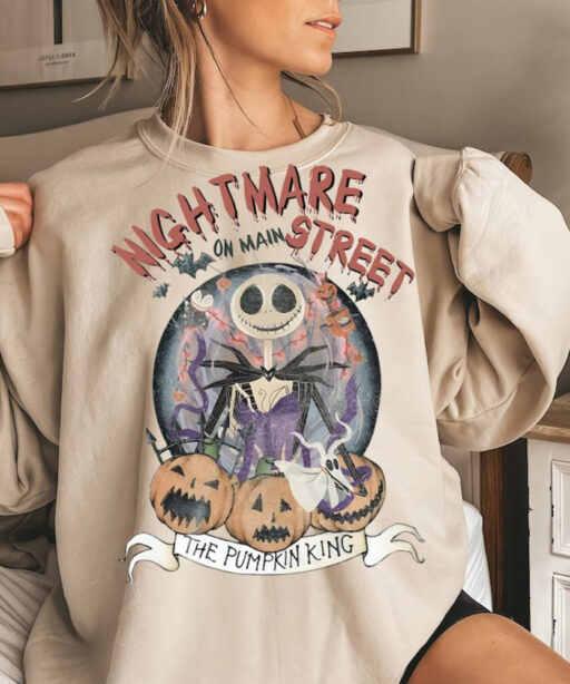 Retro The Nightmare Before Halloween Pumpkin Shirt, Retro Nightmare On Main Street Sweater, Jack Skellington Shirt, Halloween Pumpkin Shirt