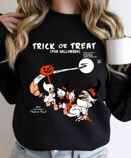 Retro Trick Or Treat For Halloween Sweatshirt, Donald Halloween Comfort Color Shirt, Halloween Shirt, Halloween Costume, Disney Halloween