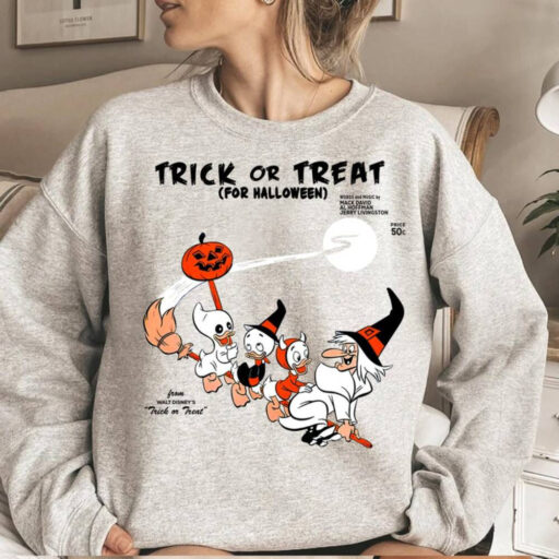 Retro Trick Or Treat For Halloween Sweatshirt, Donald Halloween Comfort Color Shirt, Halloween Shirt, Halloween Costume, Disney Halloween