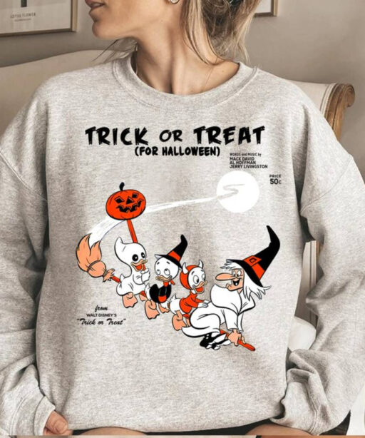 Retro Trick Or Treat For Halloween Sweatshirt, Donald Halloween Comfort Color Shirt, Halloween Shirt, Halloween Costume, Disney Halloween