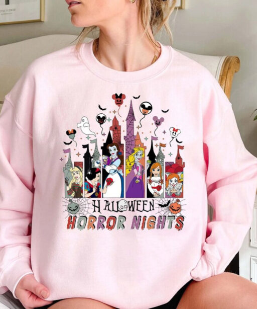 Retro Universal Studios Horror Movie Character Matching, Vintage Disney Princess Castle Halloween Horror Nights Shirt, Scary Movie Girl Trip