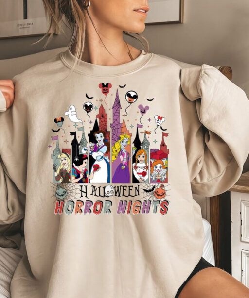 Retro Universal Studios Horror Movie Character Matching, Vintage Disney Princess Castle Halloween Horror Nights Shirt, Scary Movie Girl Trip