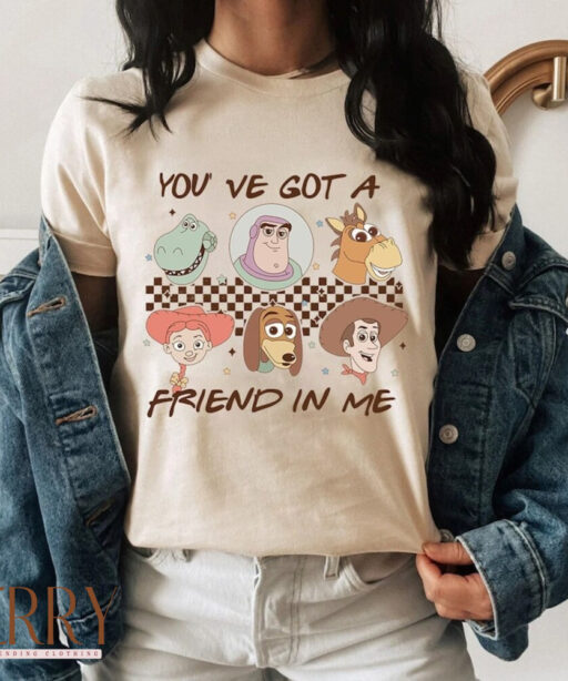 Retro Vintage Toy Story Shirt, Retro Checkered Disney Shirt, Disneyland Shirt, You've Got A Friend In Me Shirt, Kid Youth Toddler T-Shirt