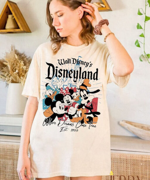 Retro Walt Disney's Disneyland Est 1955 Where Dreams Come True Shirt, Vintage Disney Castle Shirt, Mickey and Friends Disney Family Shirt