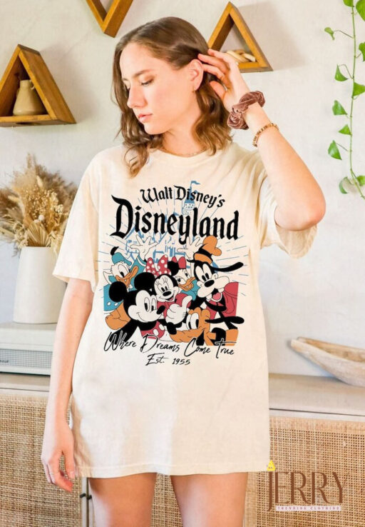 Retro Walt Disney's Disneyland Est 1955 Where Dreams Come True Shirt, Vintage Disney Castle Shirt, Mickey and Friends Disney Family Shirt