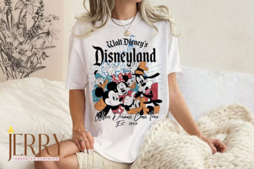Retro Walt Disney's Disneyland Est 1955 Where Dreams Come True Shirt, Vintage Disney Castle Shirt, Mickey and Friends Disney Family Shirt