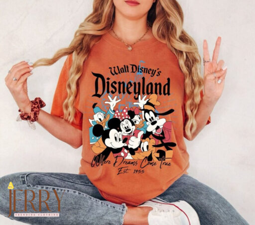 Retro Walt Disney's Disneyland Est 1955 Where Dreams Come True Shirt, Vintage Disney Castle Shirt, Mickey and Friends Disney Family Shirt