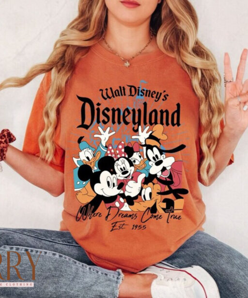 Retro Walt Disney's Disneyland Est 1955 Where Dreams Come True Shirt, Vintage Disney Castle Shirt, Mickey and Friends Disney Family Shirt