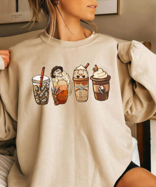 Skeleton Coffee Cups Sweatshirt, Coffee Cups Sweatshirt, Skull Coffee Cup Sweatshirt, Skeleton Halloween Sweatshirt, Coffee Lover Sweatshirt