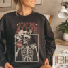 Skeleton Coffee Staying Alive With Coffee Sweatshirt, Cute Christmas Sweater, Christmas Women Sweatshirt, Christmas Coffee Sweatshirt