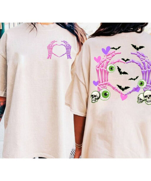 Skeleton Heart Shirt, Skeleton Halloween Sweatshirt, Skeleton Halloween Shirt, Funny Skeleton Hands, Funny Halloween Tee, Womens Fall Shirt