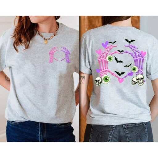 Skeleton Heart Shirt, Skeleton Halloween Sweatshirt, Skeleton Halloween Shirt, Funny Skeleton Hands, Funny Halloween Tee, Womens Fall Shirt