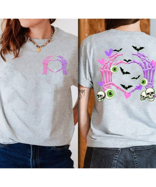 Skeleton Heart Shirt, Skeleton Halloween Sweatshirt, Skeleton Halloween Shirt, Funny Skeleton Hands, Funny Halloween Tee, Womens Fall Shirt