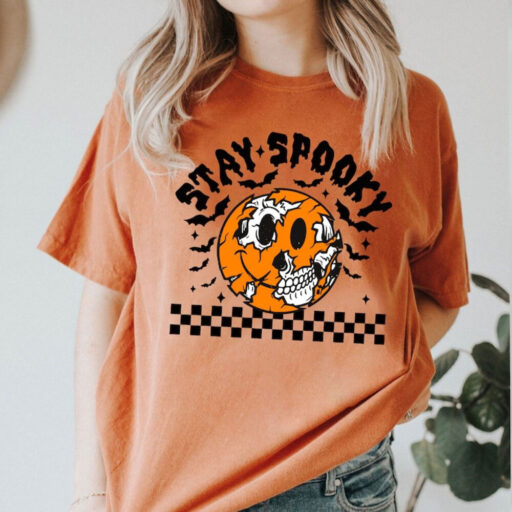 Stay Spooky Halloween Shirt, Pumpkin Halloween Skeleton Shirt, Trick Or Treat Shirt, Halloween Skeleton Shirt ,Spooky Shirt, Ghost Shirt