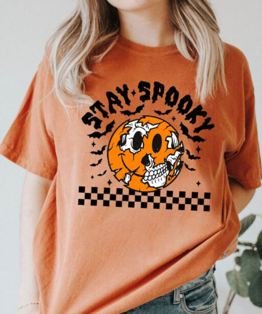 Stay Spooky Halloween Shirt, Pumpkin Halloween Skeleton Shirt, Trick Or Treat Shirt, Halloween Skeleton Shirt ,Spooky Shirt, Ghost Shirt