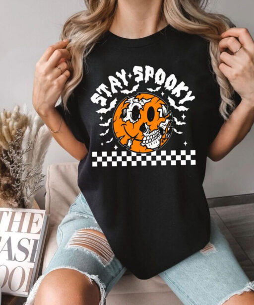 Stay Spooky Halloween Shirt, Pumpkin Halloween Skeleton Shirt, Trick Or Treat Shirt, Halloween Skeleton Shirt ,Spooky Shirt, Ghost Shirt