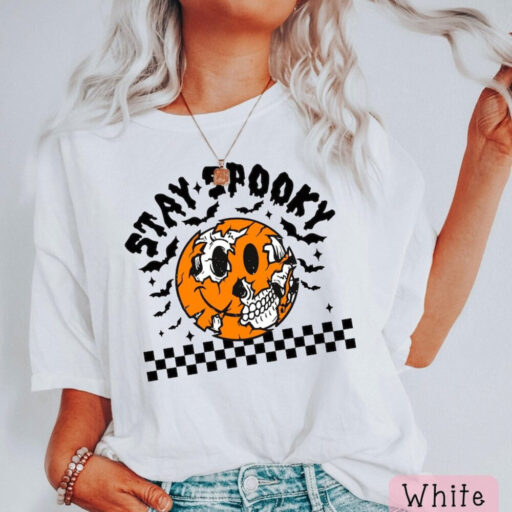 Stay Spooky Halloween Shirt, Pumpkin Halloween Skeleton Shirt, Trick Or Treat Shirt, Halloween Skeleton Shirt ,Spooky Shirt, Ghost Shirt