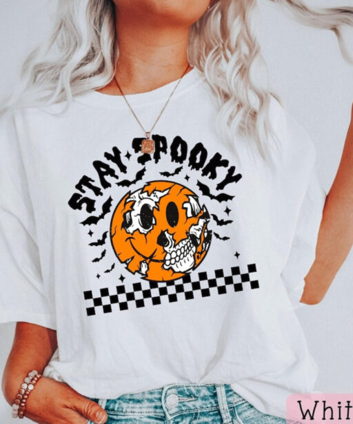 Stay Spooky Halloween Shirt, Pumpkin Halloween Skeleton Shirt, Trick Or Treat Shirt, Halloween Skeleton Shirt ,Spooky Shirt, Ghost Shirt