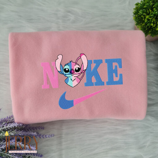 Stitch And Angel In One Disney Nike Embroidered Sweatshirt