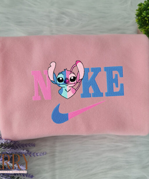 Stitch And Angel In One Disney Nike Embroidered Sweatshirt