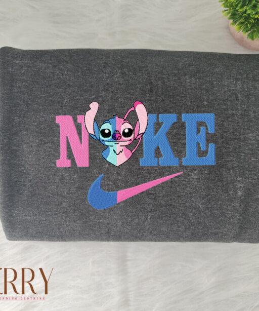 Stitch And Angel In One Disney Nike Embroidered Sweatshirt