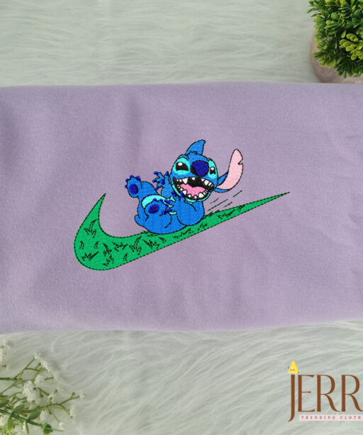 Stitch On The Grass Disney Nike Embroidered Sweatshirt