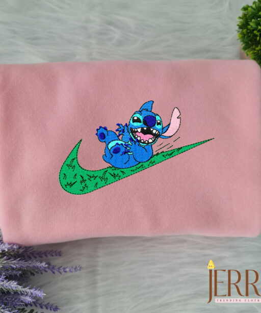 Stitch On The Grass Disney Nike Embroidered Sweatshirt