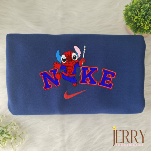 Stitch Spiderman Disney Nike Embroidered Sweatshirt