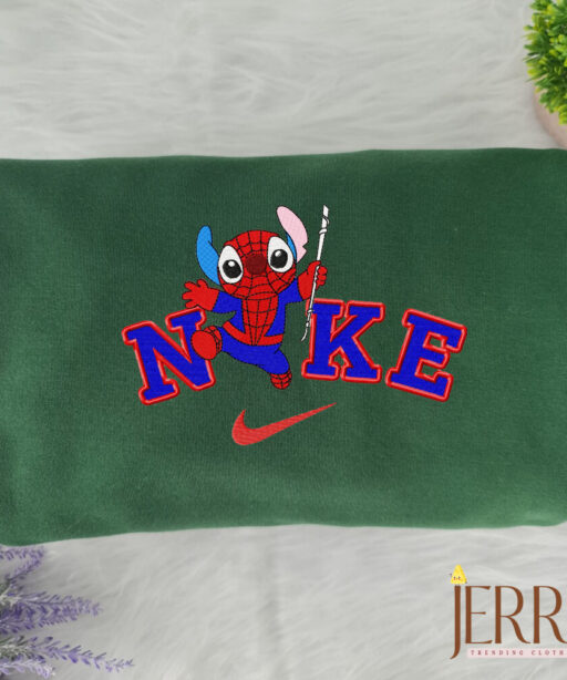 Stitch Spiderman Disney Nike Embroidered Sweatshirt