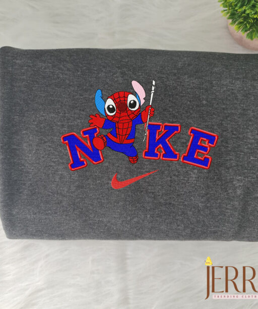 Stitch Spiderman Disney Nike Embroidered Sweatshirt