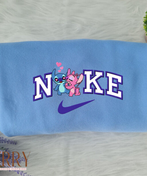 Stitch and Angel Disney Nike Embroidered Sweatshirts