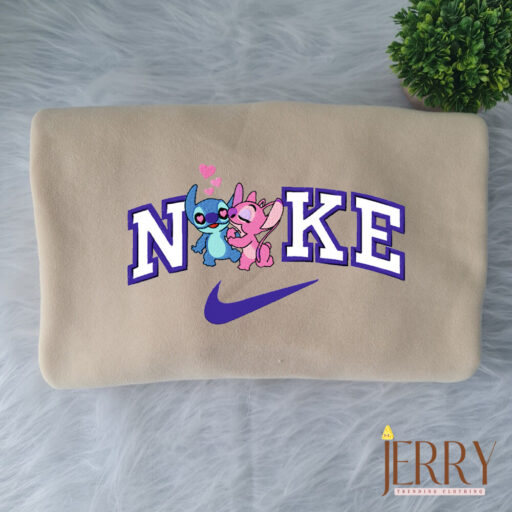 Stitch and Angel Disney Nike Embroidered Sweatshirts