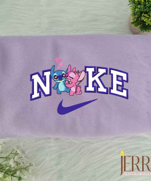 Stitch and Angel Disney Nike Embroidered Sweatshirts