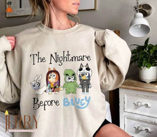 The Nightmare Before Bluey Shirt, Horror Halloween Shirt, Matching Family Shirt, Halloween Horror Sweatshirt , Halloween Costume Sweatshirt