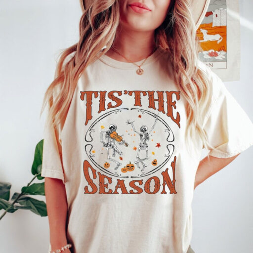 Tis The Season Shirt, It’s Fall Y’all Shirt,Pumpkin Sweatshirt, Spooky Season Tee, Stay Spooky Gifts For Fall Lovers, Dancing Skeleton Shirt