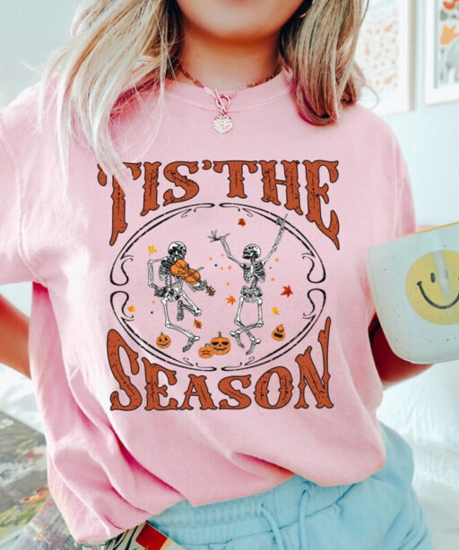 Tis The Season Shirt, It’s Fall Y’all Shirt,Pumpkin Sweatshirt, Spooky Season Tee, Stay Spooky Gifts For Fall Lovers, Dancing Skeleton Shirt