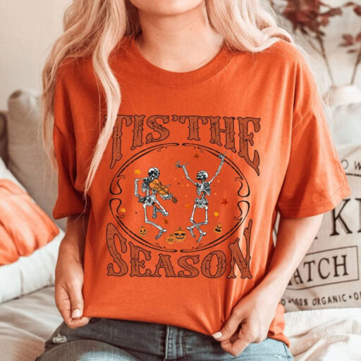 Tis The Season Shirt, It’s Fall Y’all Shirt,Pumpkin Sweatshirt, Spooky Season Tee, Stay Spooky Gifts For Fall Lovers, Dancing Skeleton Shirt