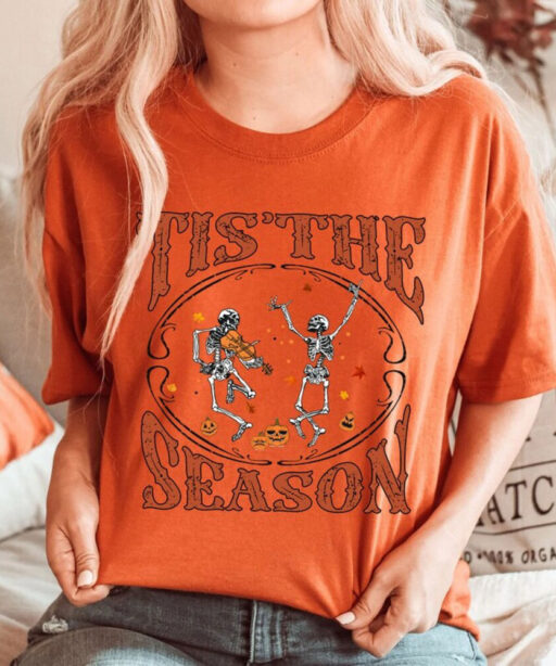 Tis The Season Shirt, It’s Fall Y’all Shirt,Pumpkin Sweatshirt, Spooky Season Tee, Stay Spooky Gifts For Fall Lovers, Dancing Skeleton Shirt