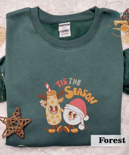 Tis The Season Sweatshirt, Christmas Sweatshirt, Womens Christmas Sweater, Christmas Crewneck Pullover Christmas Tree Holiday Sweaters