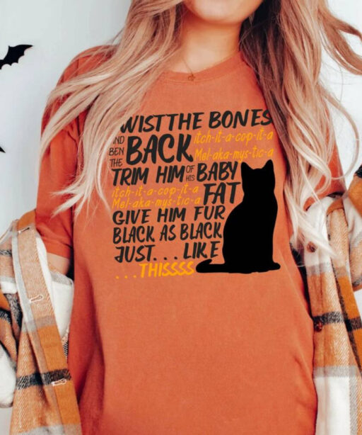 Twist The Bones Shirt Gift For Halloween, Halloween Cat Shirt, Black Cat T-shirt, Halloween Shirt, Witch Spell Tee, Hocus Pocus Shirt Gift