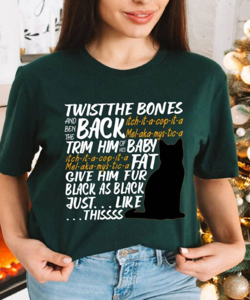 Twist The Bones Shirt Gift For Halloween, Halloween Cat Shirt, Black Cat T-shirt, Halloween Shirt, Witch Spell Tee, Hocus Pocus Shirt Gift