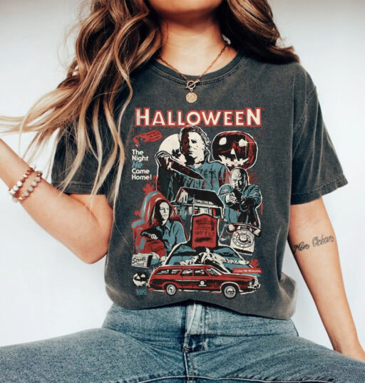 Vintage 90s Halloween Movies Sweatshirt, Retro Horror Movies Comfort Colors Shirt, Halloween Party 2023 Shirt, Family Holiday Spooky Tee.