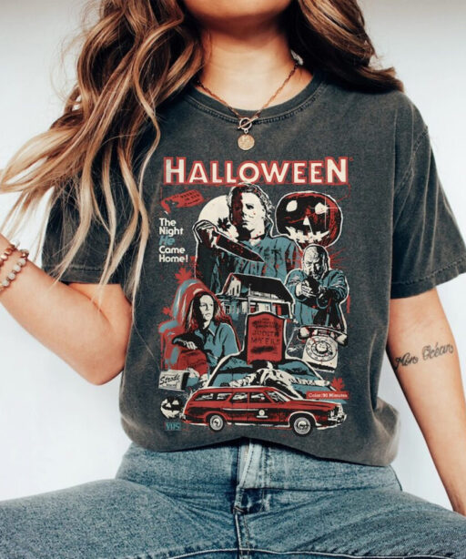Vintage 90s Halloween Movies Sweatshirt, Retro Horror Movies Comfort Colors Shirt, Halloween Party 2023 Shirt, Family Holiday Spooky Tee.